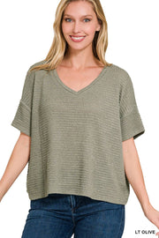 Textured Relaxed Fit Summer Sweater w/ back patch