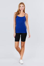 Basic Adjustable Spaghetti Strap Cropped Cami with Shelf Bra