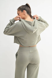 Crop Hoodie Zip-Up French Terry Jacket