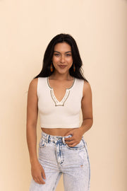 V-Neck Seamless Retro Crop Tank