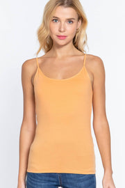 Basic Adjustable Spaghetti Strap Cropped Cami with Shelf Bra
