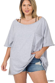 Plus Oversized Raw Edge Boyfriend Tee