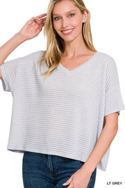 Textured Relaxed Fit Summer Sweater w/ back patch