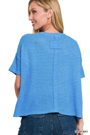 Textured Relaxed Fit Summer Sweater w/ back patch