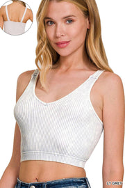 Premium Washed Seamless Rib Crop Tank