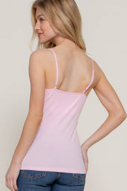 Basic Adjustable Spaghetti Strap Cropped Cami with Shelf Bra