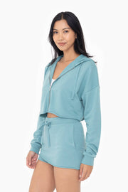 Crop Hoodie Zip-Up French Terry Jacket