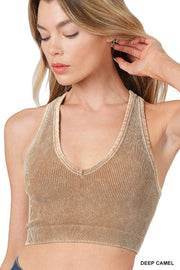 Premium Washed Seamless Rib Crop Tank
