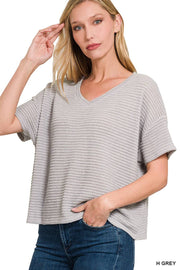 Textured Relaxed Fit Summer Sweater w/ back patch