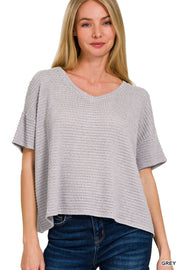 Textured Relaxed Fit Summer Sweater w/ back patch