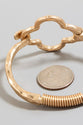 Hammered Clover Coil Spring Hook Bangle Bracelet