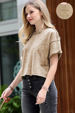 French Terry Washed Crop Top