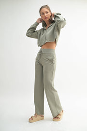 Crop Hoodie Zip-Up French Terry Jacket