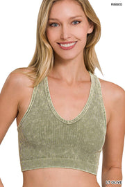 Premium Washed Seamless Rib Crop Tank