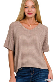 Textured Relaxed Fit Summer Sweater w/ back patch