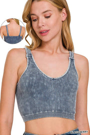 Premium Washed Seamless Rib Crop Tank