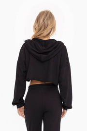 Crop Hoodie Zip-Up French Terry Jacket