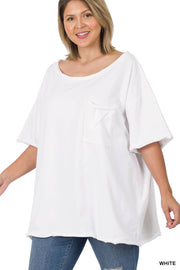 Plus Oversized Raw Edge Boyfriend Tee