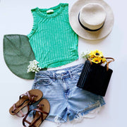 Ribbed Sleeveless Crop Tank Top