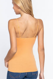 Basic Adjustable Spaghetti Strap Cropped Cami with Shelf Bra