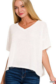 Textured Relaxed Fit Summer Sweater w/ back patch