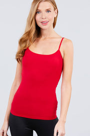 Basic Adjustable Spaghetti Strap Cropped Cami with Shelf Bra