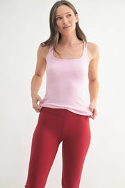 Square Neck Ribbed Tank Top