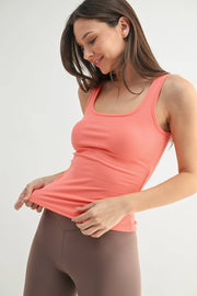 Square Neck Ribbed Tank Top