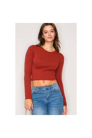 Crew Neck Long Sleeve Cotton Top